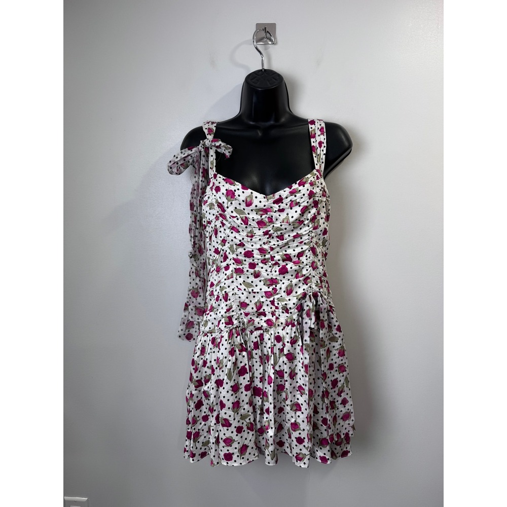 For Love & Lemons Betty Bud Mini Dress Polka Dot Rose Medium